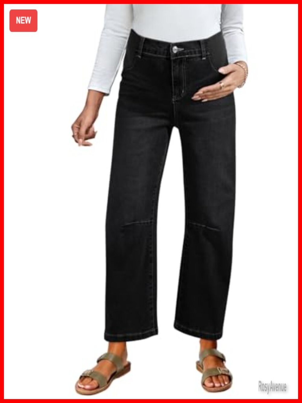 Maternity Barrel Wide Leg High Rise Jeans with Elastic Waistband